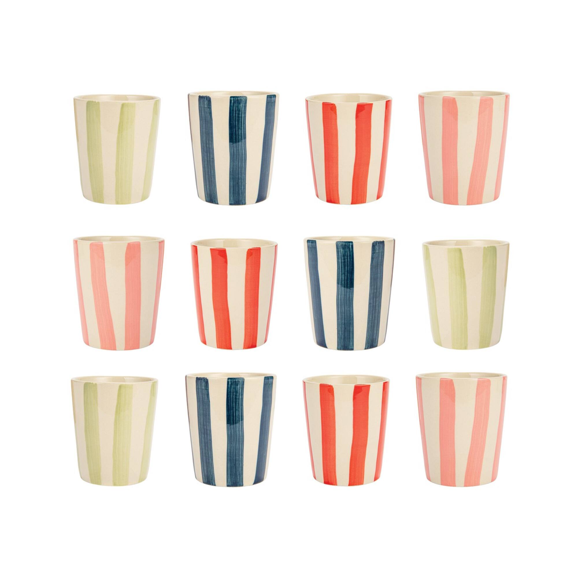 Hello Honey® 10oz. Round Striped Stoneware Cups, 12ct.